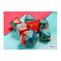 Gemini Mini-hedral Red-Teal/gold 7-Die Set