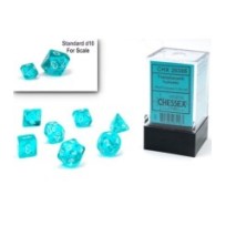 Translucent Mini-hedral Teal/white 7-Die Set