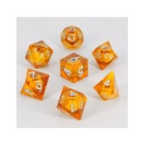 Dados Acrílicos D&D Naranja Transparente Núcleo Ojo Móvil -- Pre-pedido --