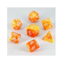 Dados Acrílicos D&D Mármol Naranja Y Amarillo -- Pre-pedido --