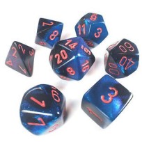 Gemini Polyhedral Black Starlight W/red Set (7)